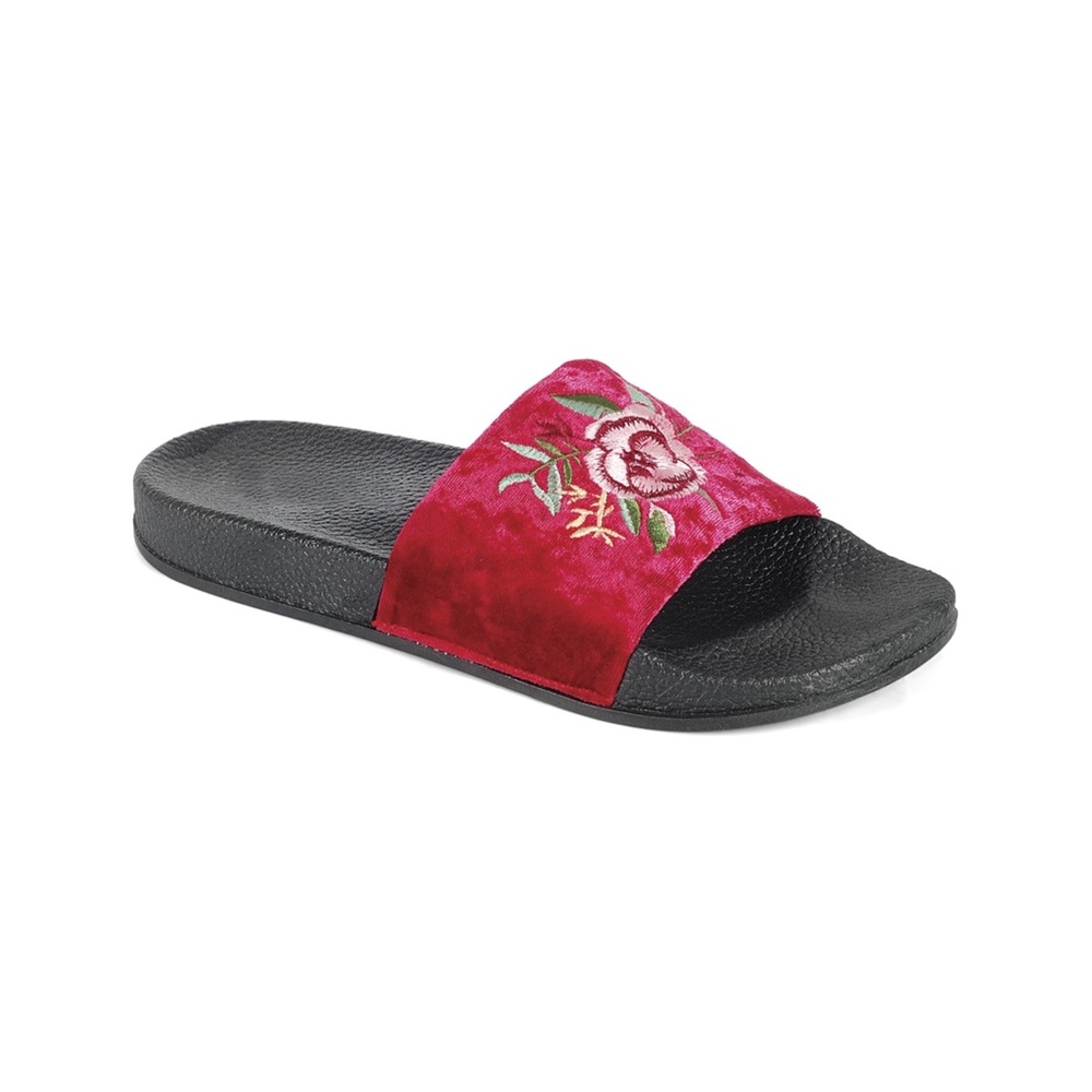 Forever Red Crushed Velvet Slides
